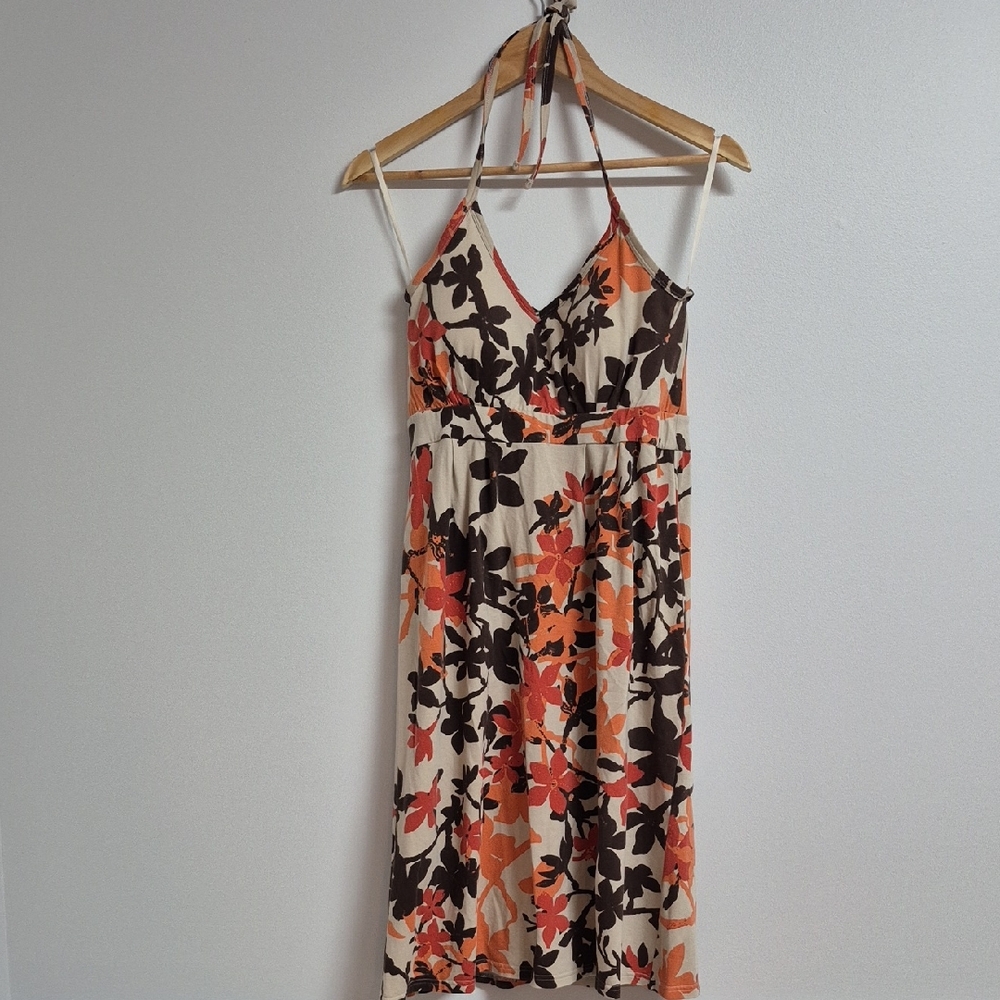 Denver Hayes Floral Midi Dress - Cream, Brown, Orange